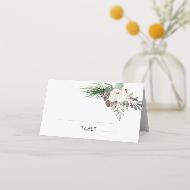 Winter Rose Pinery Wedding Place Card (Front)
