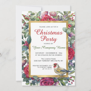 Winter Roses Floral Wreath Christmas Eve Party Invitation