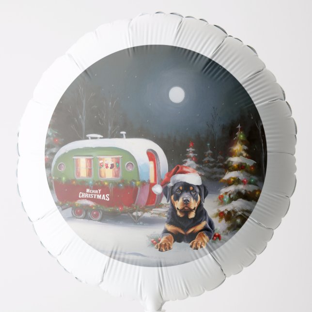 Winter Rottweiler Caravan Christmas Adventure Balloon (Front)