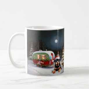 Winter Rottweiler Caravan Christmas Adventure Coffee Mug