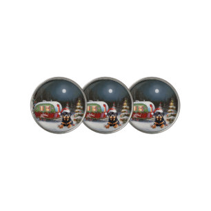 Winter Rottweiler Caravan Christmas Adventure Golf Ball Marker