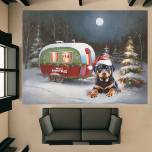 Winter Rottweiler Caravan Christmas Adventure Rug