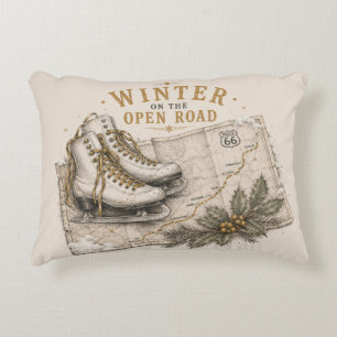Winter Route 66 Holiday Road Trip Decor Accent Pillow