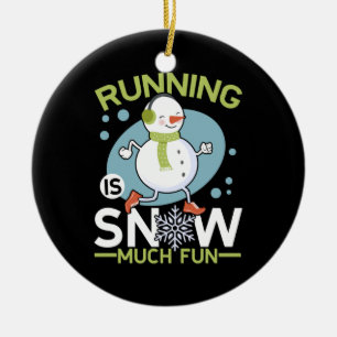 Winter Runner - Running is Snow Much Fun Ceramic Ornament