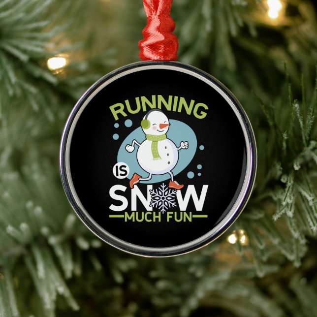 Winter Runner - Running is Snow Much Fun Metal Ornament (Tree)