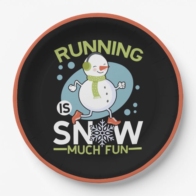 Winter Runner - Running is Snow Much Fun Paper Plates (Front)
