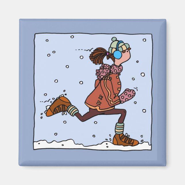 winter runner (woman) magnet (Front)