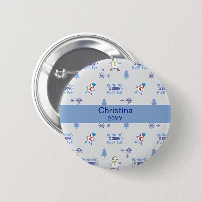 Winter Running - Snowman Christmas Tree Button (Front & Back)