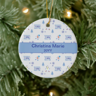 Winter Running - Snowman Christmas Tree Ceramic Ornament