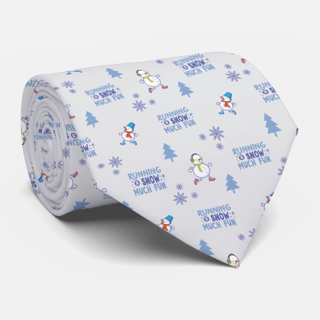 Winter Running - Snowman Christmas Tree Neck Tie (Rolled)