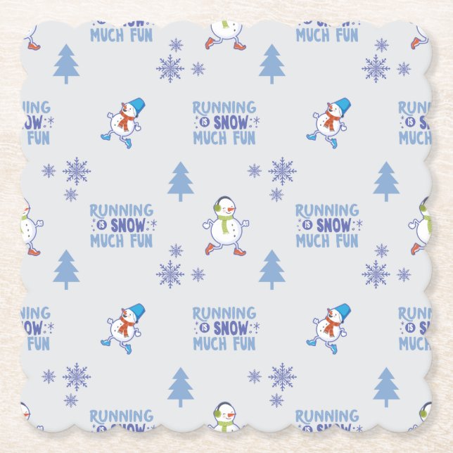 Winter Running - Snowman Christmas Tree Paper Coaster (Front)