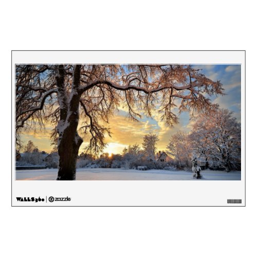 Winter Rural Landscape at Sunset Wall Decal