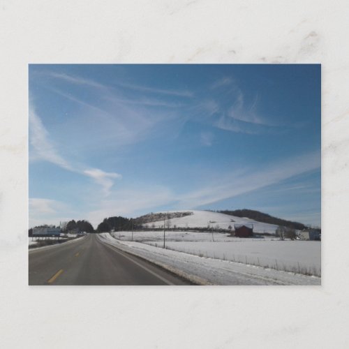 Winter Rural Scene with Hill in Ohio Postcard