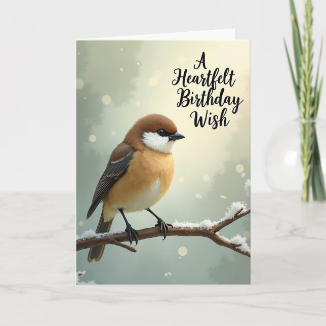 Winter Russet Bird Birthday Card (Front)