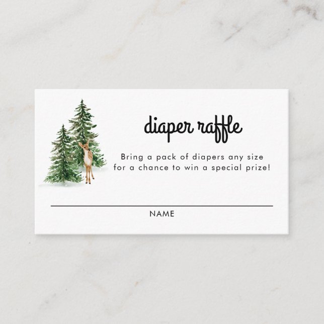 Winter Rustic Baby Shower Diaper Raffle Cards (Front)