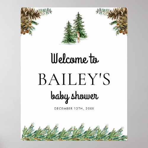 Winter Rustic Baby Shower Welcome Sign