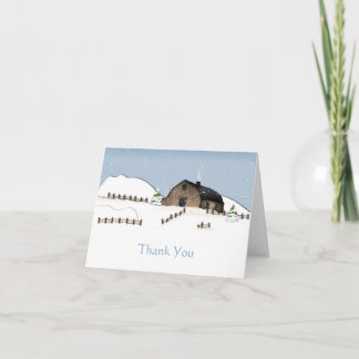 Winter Rustic Barn Thank You Cards