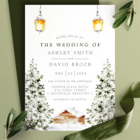 Winter Rustic Cabin Snow Pine Wedding