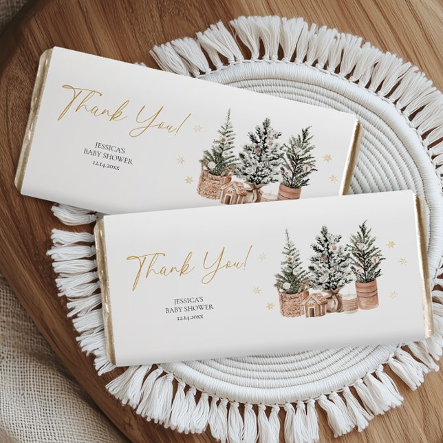 Winter Rustic Christmas Trees Baby Shower Hershey Bar Favors (Creator Uploaded)