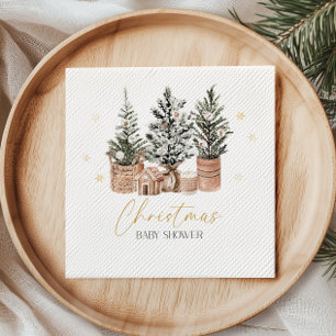 Winter Rustic Christmas Trees Baby Shower Napkins