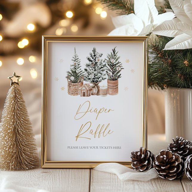 Winter Rustic Christmas Trees Diaper Raffle Poster (Creator Uploaded)