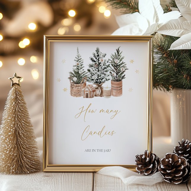 Winter Rustic Christmas Trees How Many Candies Poster (Creator Uploaded)