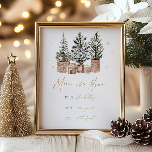 Winter Rustic Christmas Trees Momosa Bar Poster (Creator Uploaded)