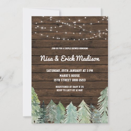 Winter Rustic Couples Baby Shower Invitation
