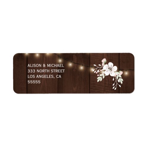 Winter Rustic Floral Wedding  RSVP Return Address Label