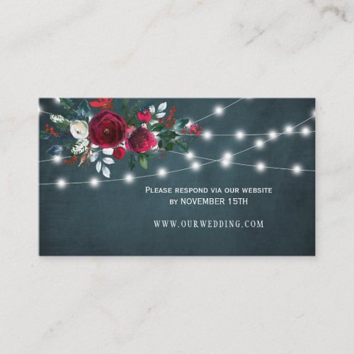 Winter rustic floral wedding website RSVP insert