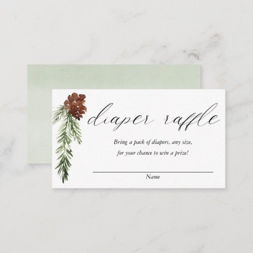 Winter rustic greenery baby shower diaper raffle enclosure card