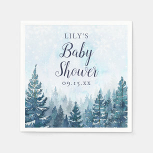 Winter Rustic Pine Tree Forest Baby Shower Napkins
