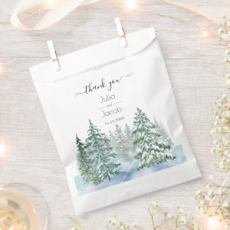 Winter Rustic Pine Trees Lantern Botanical Wedding Favor Bag