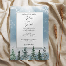 Winter Rustic Pine Trees Lantern Botanical Wedding