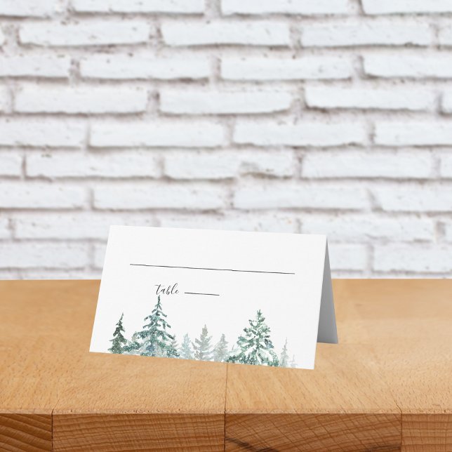 Winter Rustic Pine Trees Lantern Botanical Wedding Place Card (Winter Rustic Pine Trees Lantern Botanical Wedding Party Supplies)
