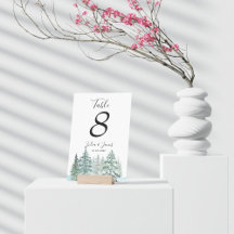 Winter Rustic Pine Trees Lantern Botanical Wedding