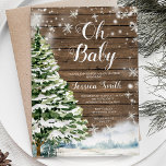Winter Rustic Wood Evergreen Christmas Baby Shower Invitation<br><div class="desc">Winter Rustic Wood Evergreen Christmas Baby Shower</div>