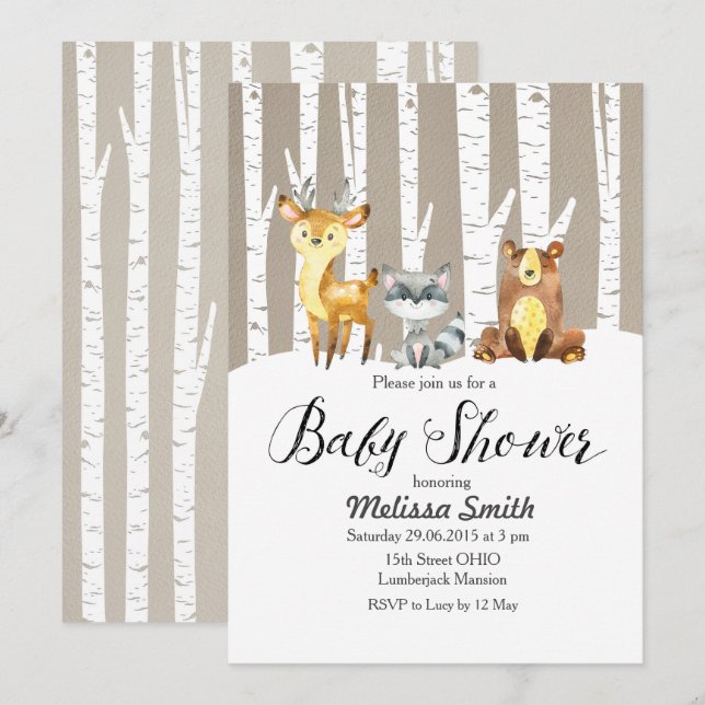 Winter Rustic Woodland Baby Shower Invitation (Front/Back)
