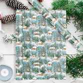 Winter Wonder Cabin Forest Bird Vintage Wrapping Paper