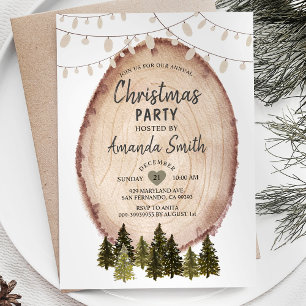 Winter Rustic Woodland Christmas Party Invitation