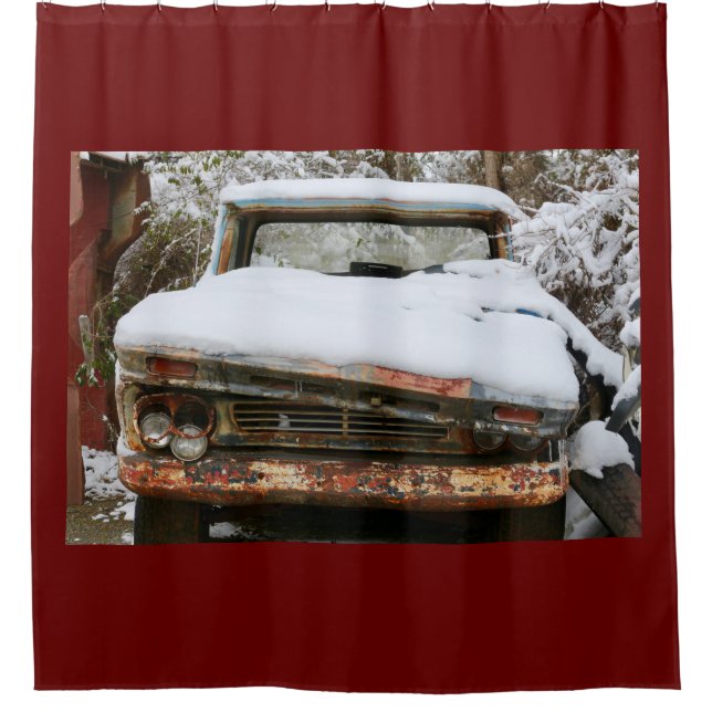 Winter Rusty Truck Shower Curtain (Front)