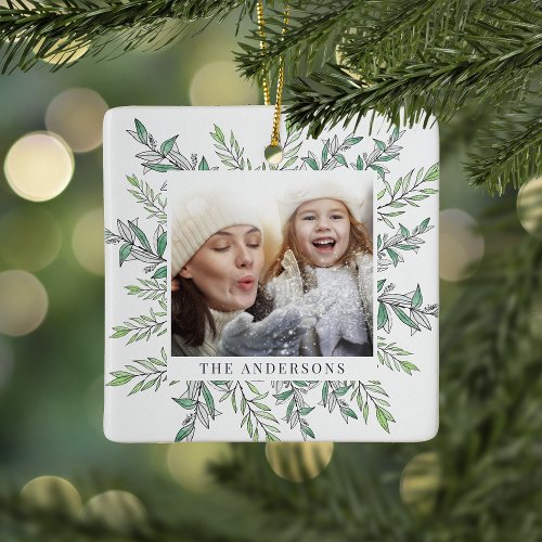 Winter Sage  Holiday Botanical Photo Ceramic Ornament