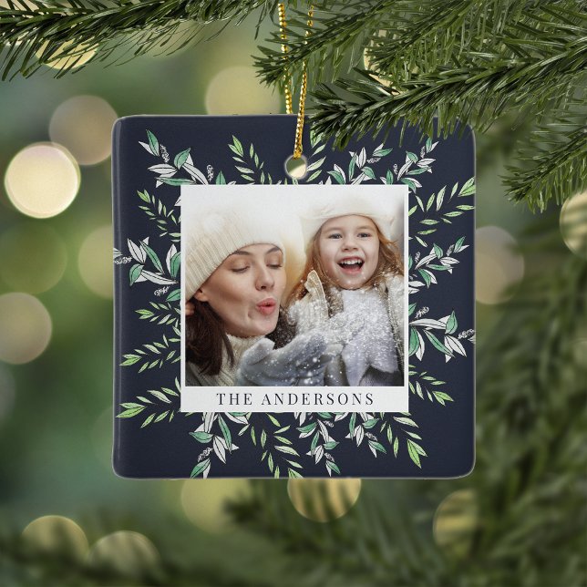 Winter Sage | Holiday Botanical Photo Ceramic Ornament (Creator Uploaded)