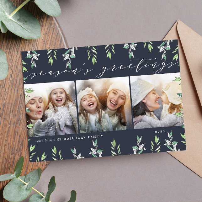 Winter Sage | Holiday Photo Collage Card (Creator Uploaded)