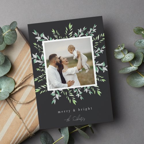 Winter Sage  Merry Christmas Holiday Photo Card