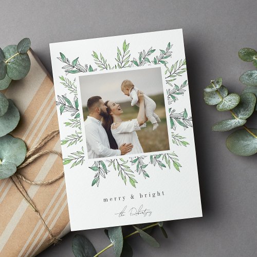 Winter Sage  Merry Christmas Holiday Photo Card