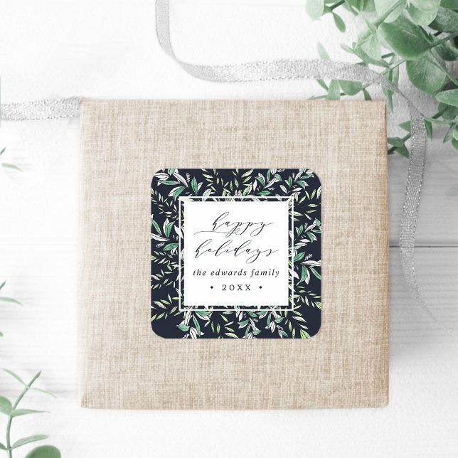 Winter Sage | Personalized Holiday Square Sticker (Creator Uploaded)