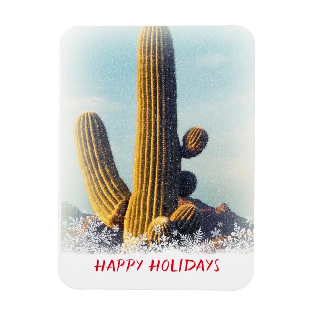 Winter Saguaro Scene Holiday  Magnet (Vertical)