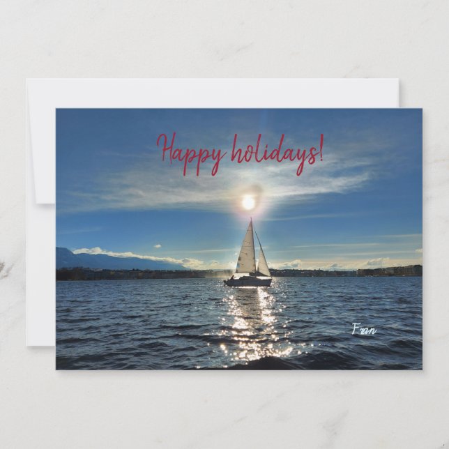 winter sailing holiday card (Front)