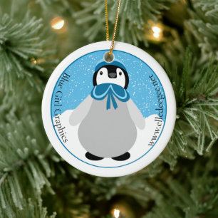 Winter Sailor Penguin Ceramic Ornament